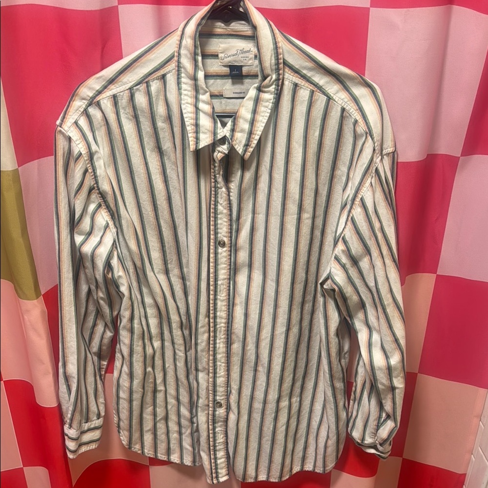 Oversized Striped Button-Up Shirt